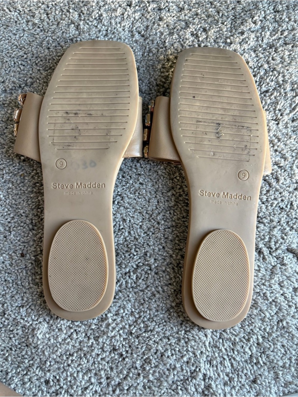 Steve Madden Nude Jeweled Slide Sandals - Picture 2 of 2